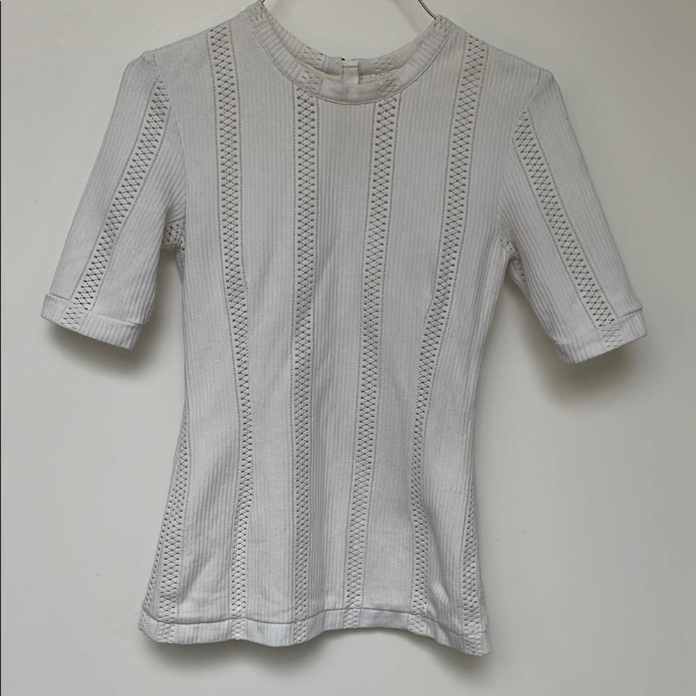 Rag & Bone White Fitted Stretchy Short Sleeve Tee, XS fit